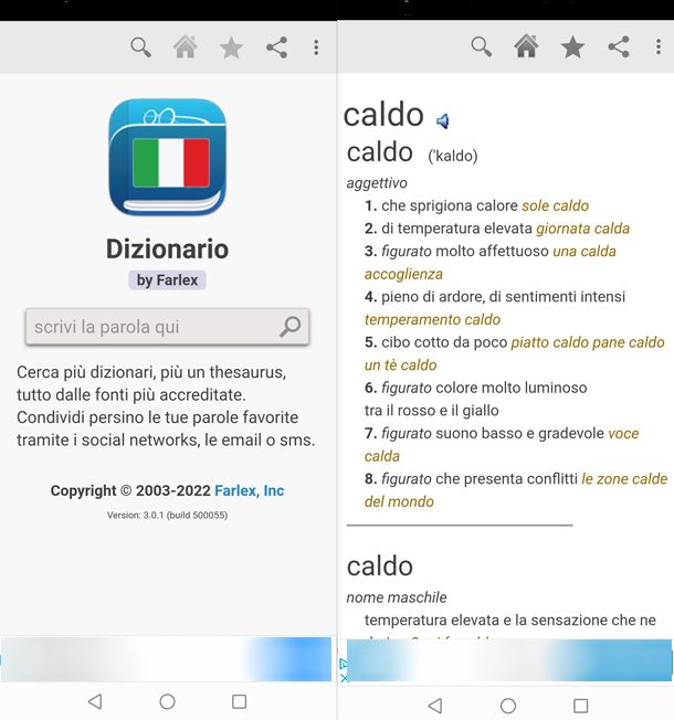 App per arricchire il lessico italiano Dizionario italiano e sinonomi