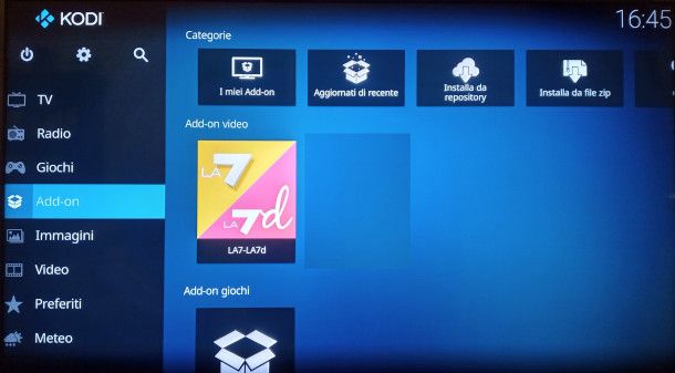 funzione add-on app Kodi per Fire TV