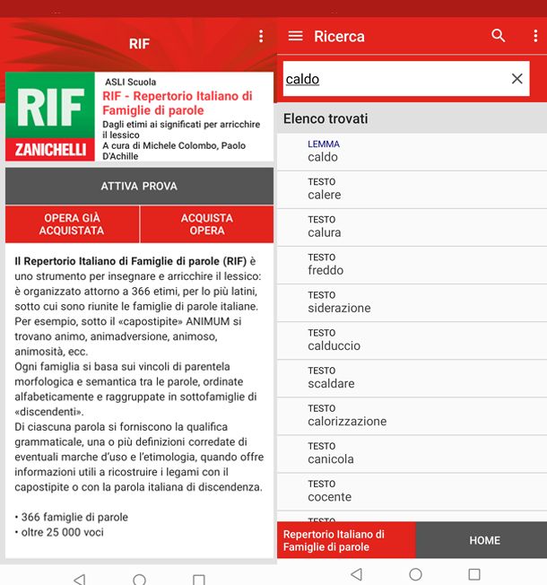 App per arricchire il lessico italiano Repertorio Italiano di Famiglie di parole
