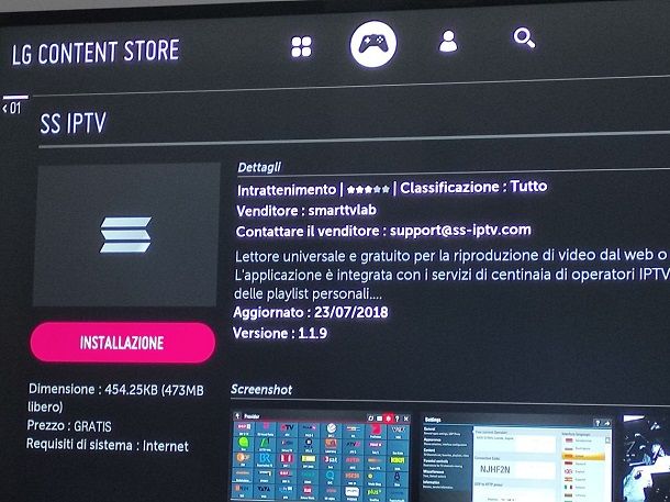 App per TV LG: IPTV