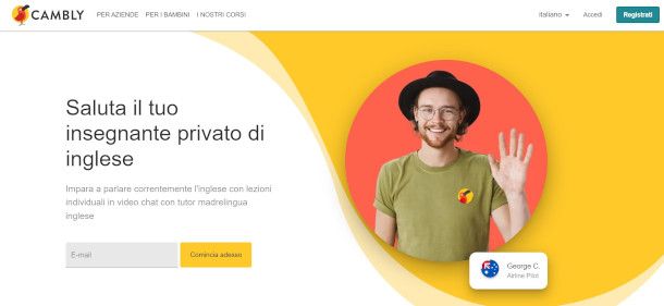 Home Page sito cambly