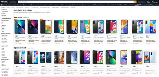 Acquistare telefoni su Amazon