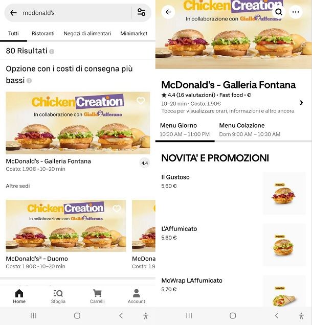 App per ordinare McDonald's