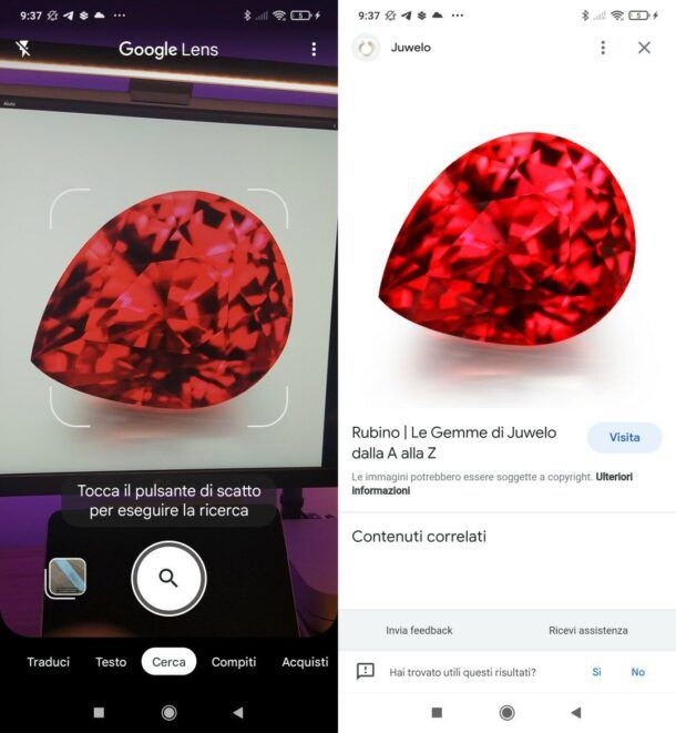 Identificare minerali con Google Lens