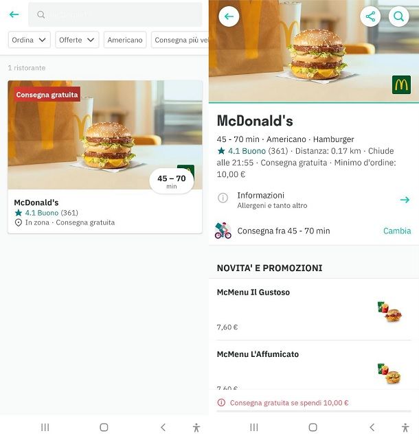 App per ordinare McDonald's