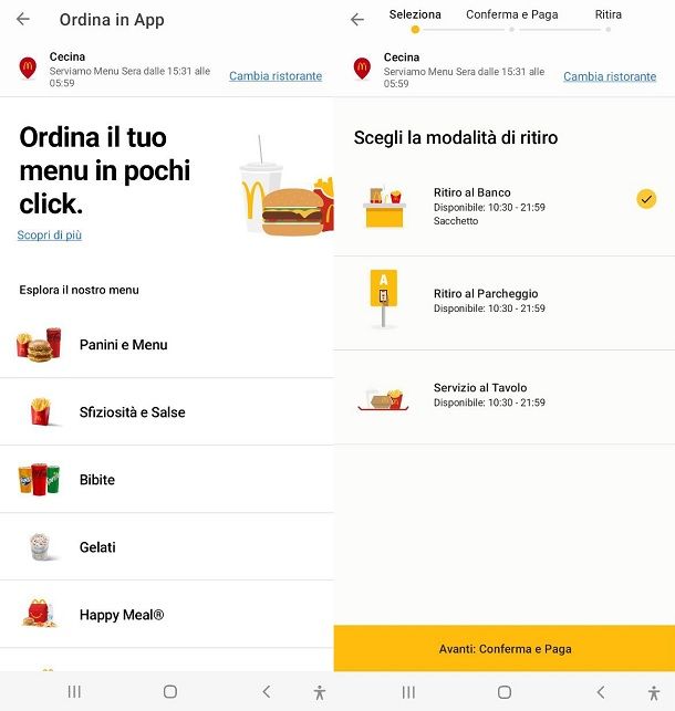 App per ordinare McDonald's