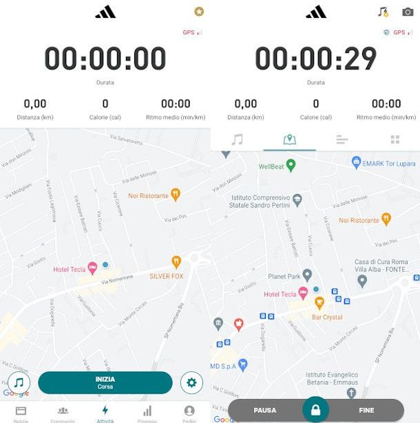 schermate dimostrative app Adidas Running