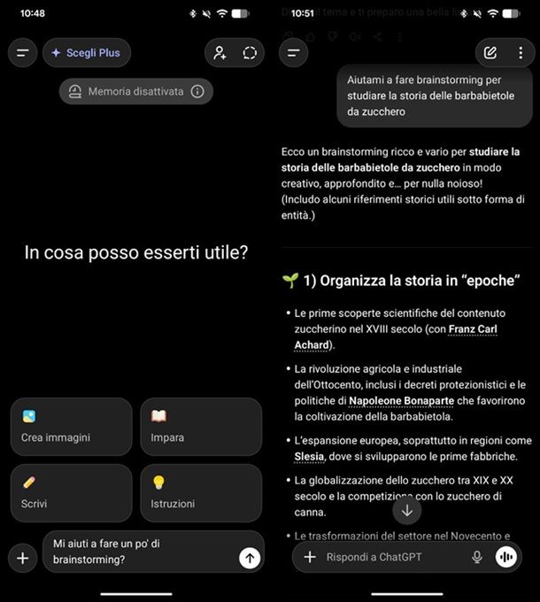 ChatGPT brainstorming