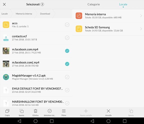 Spostare video su SD