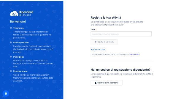 Registrazione dipendenti in cloud