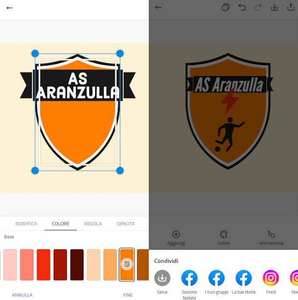 modifica elementi logo app Adobe Express