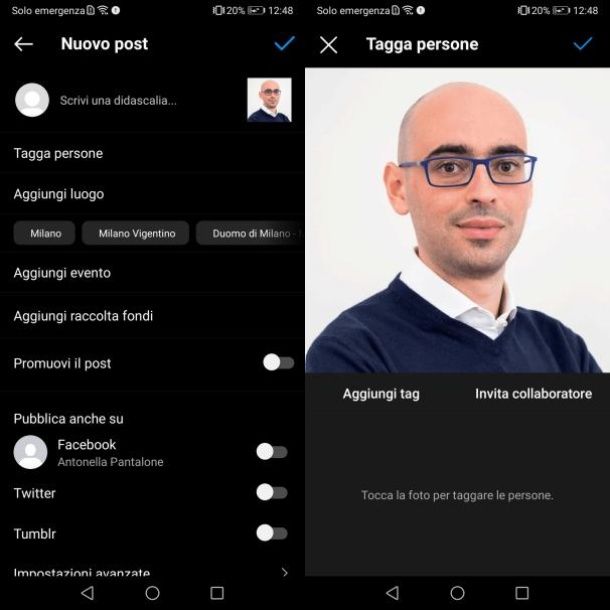 Come si fanno i post condivisi su Instagram Android