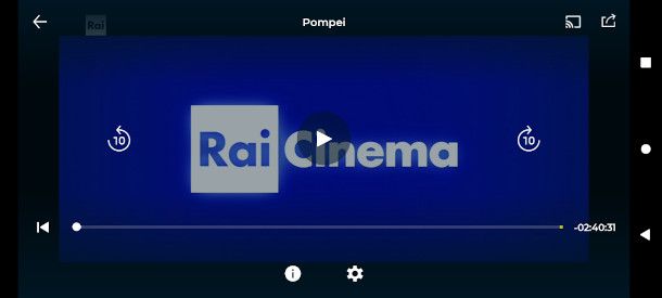 schermata app RaiPlay con funzione Chromecast