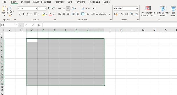 Come selezionare più celle su Excel: Windows