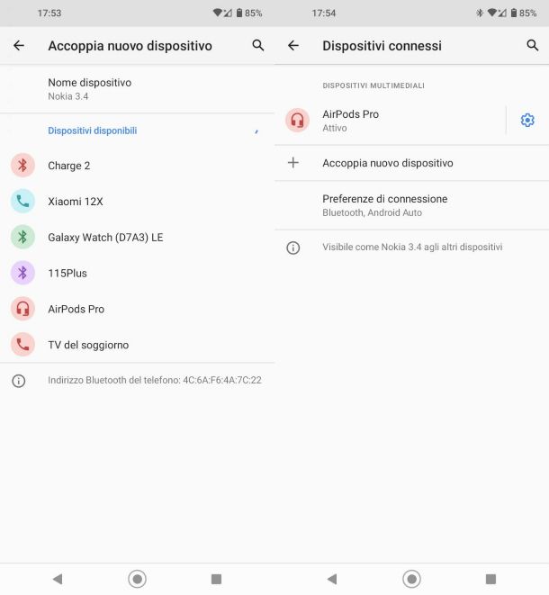 Connessione AirPods Pro a smartphone Android