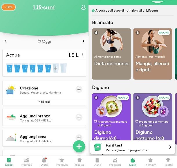Ricette salutari e abitudini sane con Lifesum