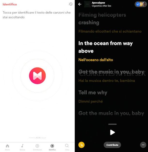 schermate app MusixMatch