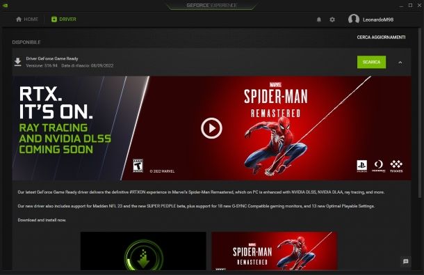 Nvidia GeForce Experience per Windows 10