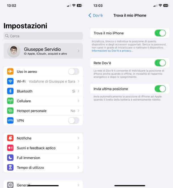 Configurare telefono usato