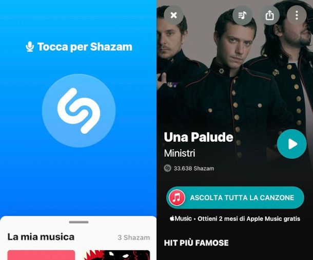 schermate shazam iphone