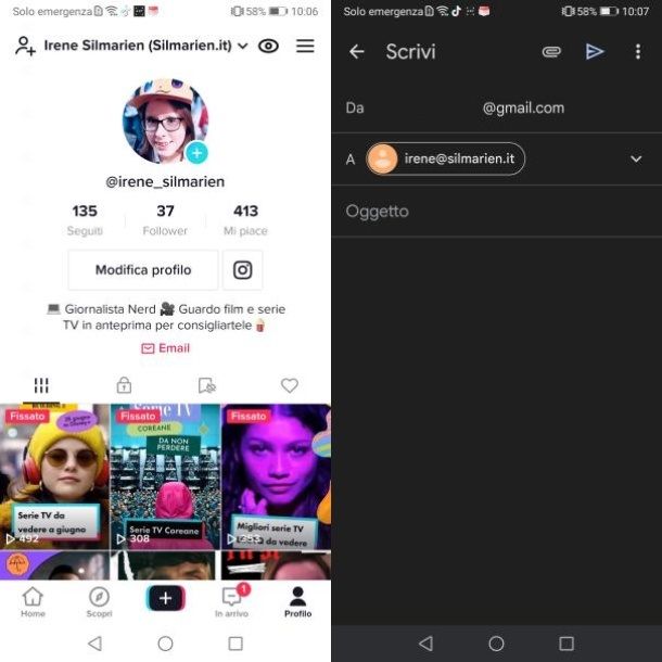 Trovare l'email di un account TikTok altrui