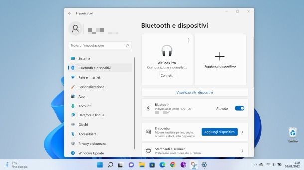 Connessione AirPods a PC Windows