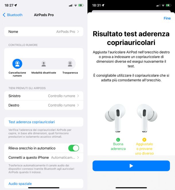 Test aderenza copriauricolari AirPods Pro