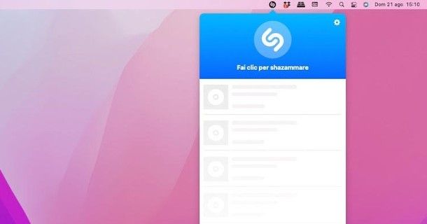 riquadro Shazam app per macOS