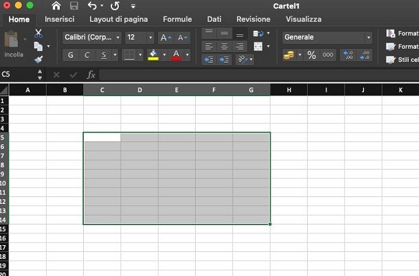 Come selezionare più celle su Excel: Mac