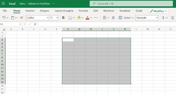 Come selezionare più celle su Excel online