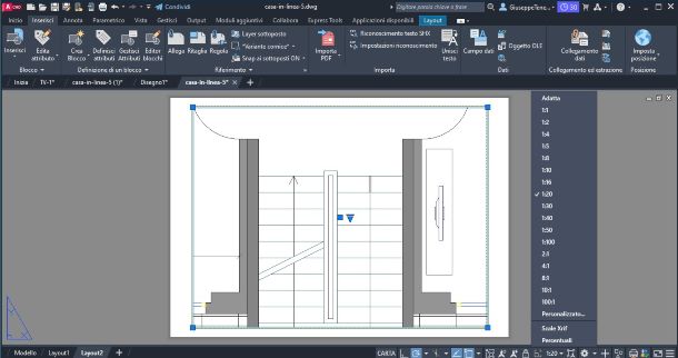 Schermata Autocad scheda Layout