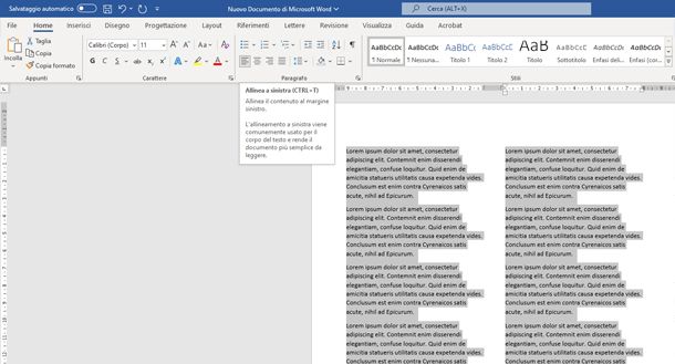 Come fare due colonne su Word