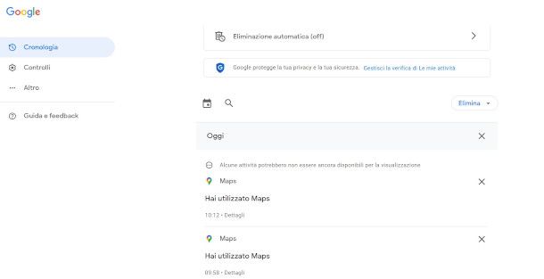 strumenti di eliminazione cronologia maps da PC