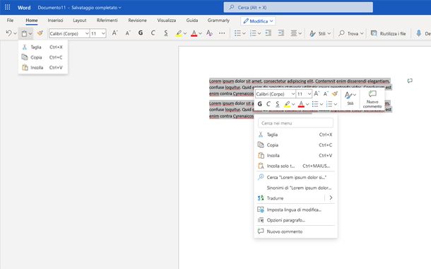 Come fare copia e incolla su Word