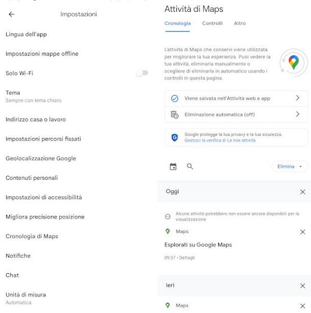 accesso cronologia Google Maps su Android