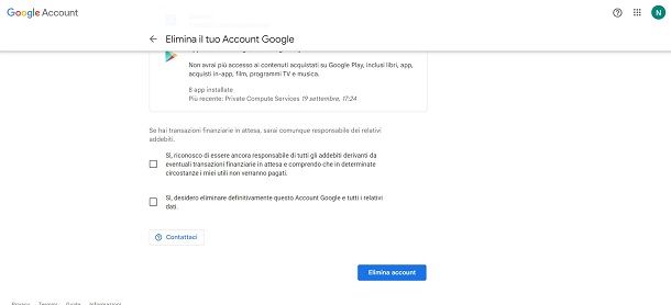 google eliminare account