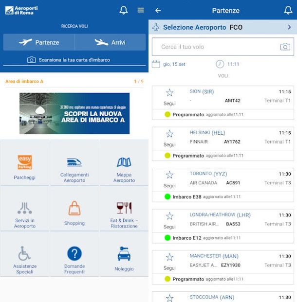 app Aeroporti di Roma tracking voli