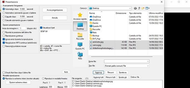Creare slideshow con IrfanView