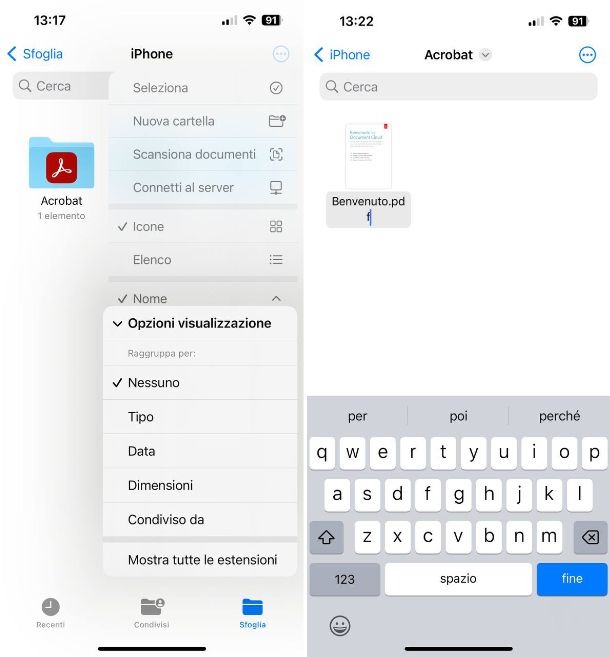 Come cambiare estensione file su iPhone