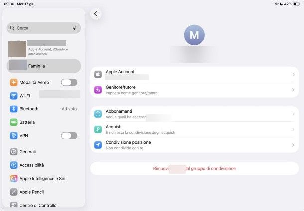 Come eliminare account Apple minore dal gruppo famiglia