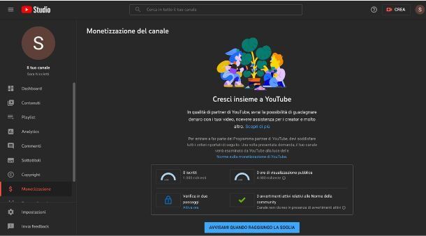 Avviso raggiungimento soglia