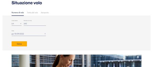 strumento tracking voli sito Lufthansa