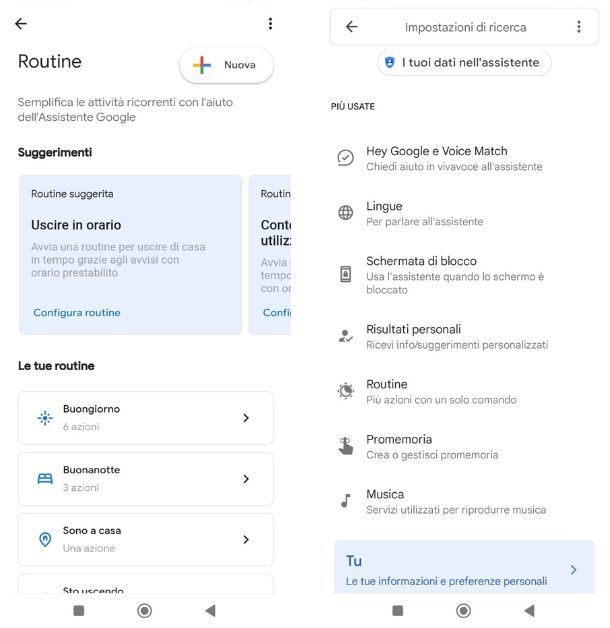 Scorciatoia Google Assistant Android