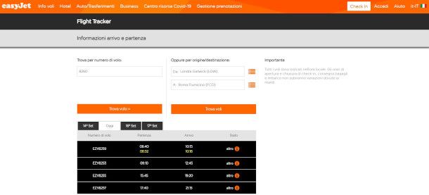 tracking voli sito easyjet