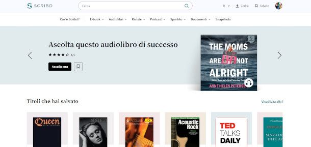 schermata Home sito Scribd