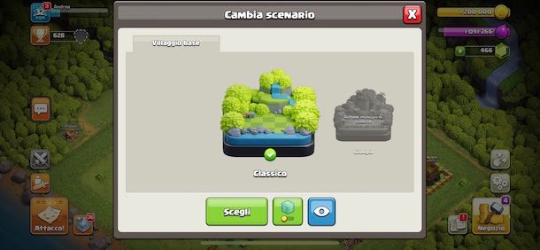 Cambiare scenario Clash of Clans