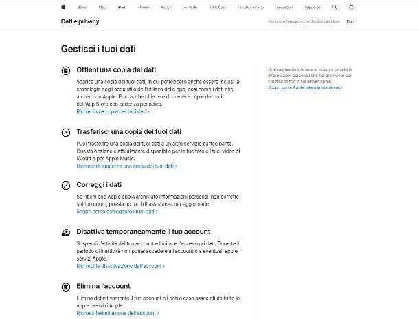 Come eliminare account Apple