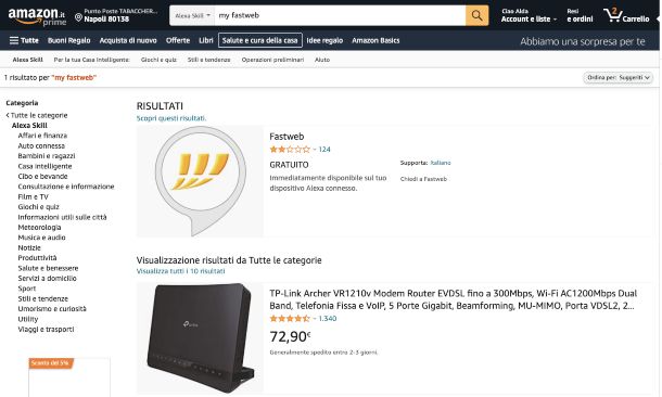 Schermata iniziale Amazon
