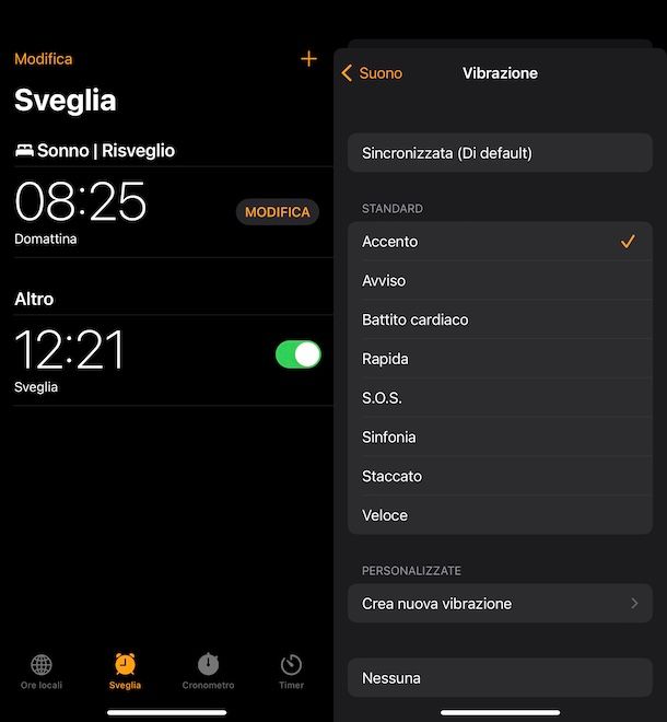 Vibrazione sveglia iPhone