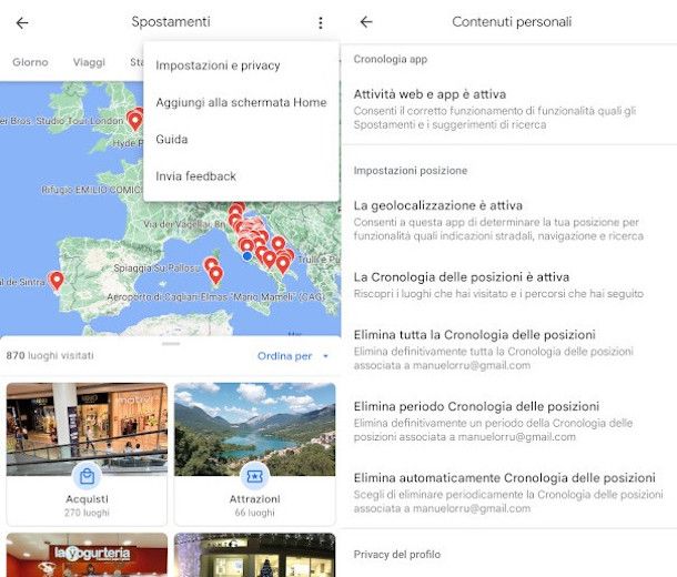 strumenti di cancellazione delle cronologia posizioni Maps su Android